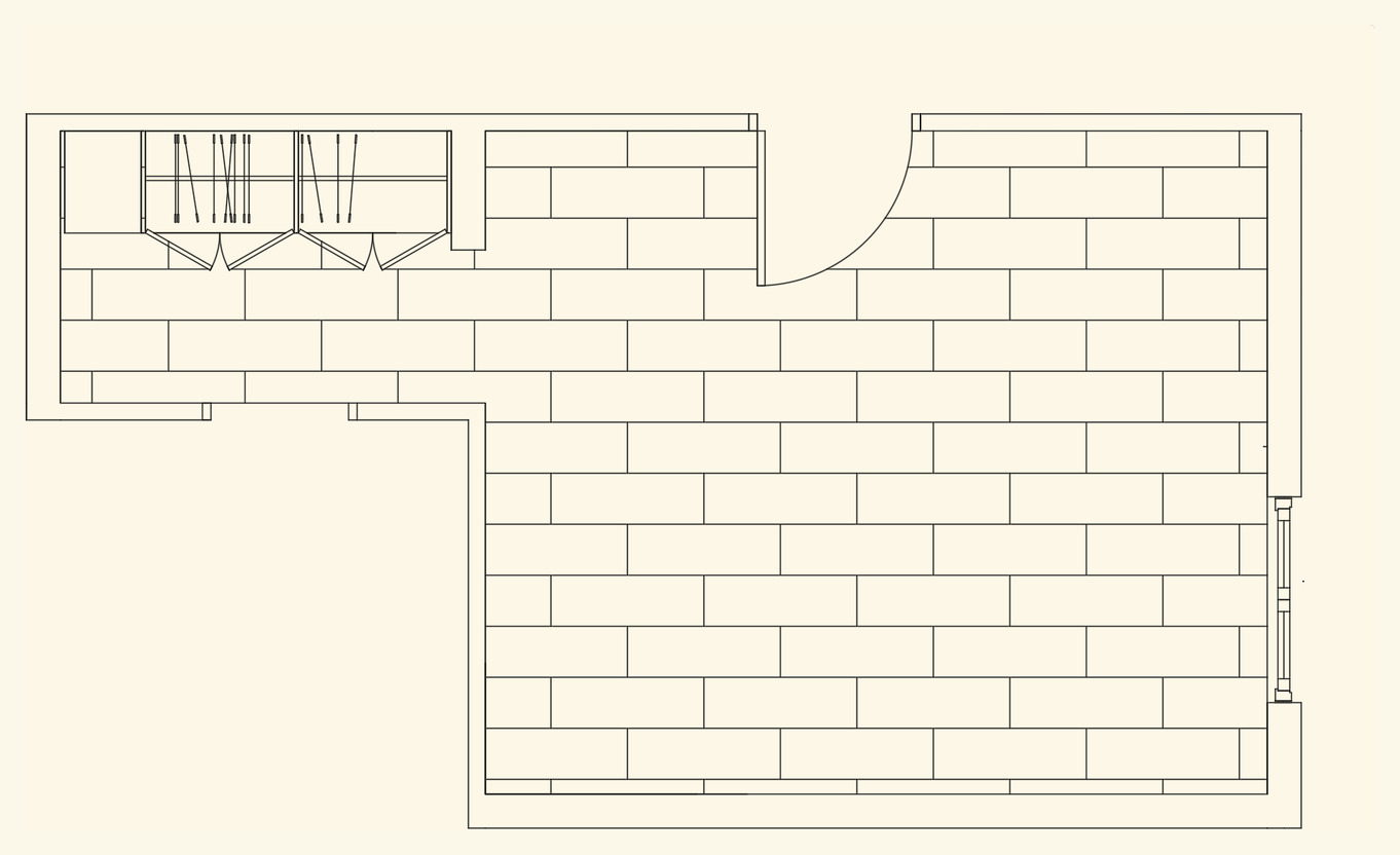 Floor-finish drawing showing a staggered rectangular pattern throughout the child’s bedroom.