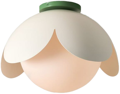 Flower-shaped pendant light in soft cream, peach and green.