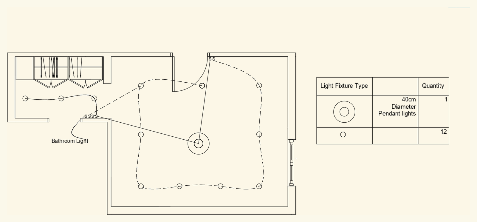 Reflected ceiling plan and fixture schedule for the child’s bedroom.