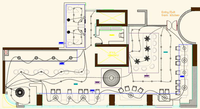 Reflected ceiling plan for Luna Y Sol with lighting symbols, switching paths and fixture legend.