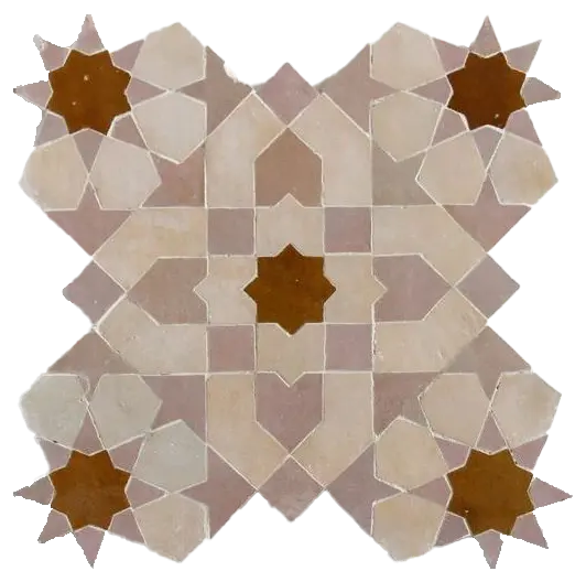 Blush, cream and ochre geometric mosaic tile sample.