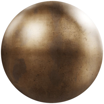 Round sample of mottled antique brass finish.